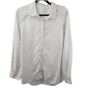 Garnet Hill Animal Print Organic Cotton Long Sleeve Top Size 10 Leopard Shirt